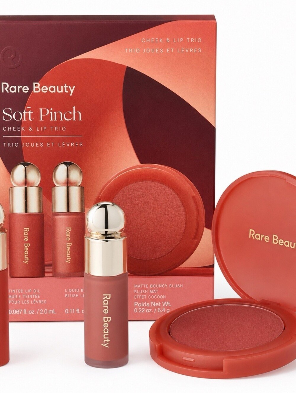 Rare Beauty Soft Pinch Cheek & Lip Trio Worth Blush Mini Lip Oil NIB Set